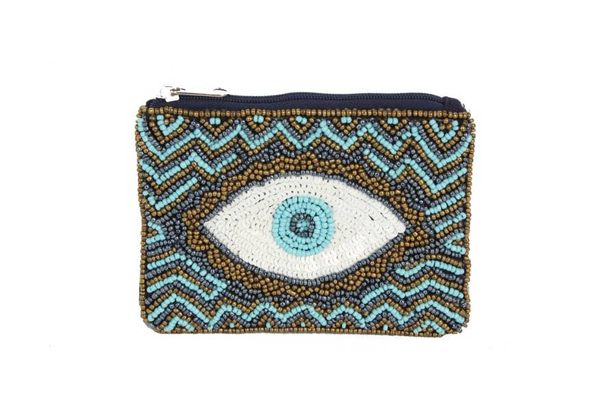 Evil Eye Beaded Coin Purse