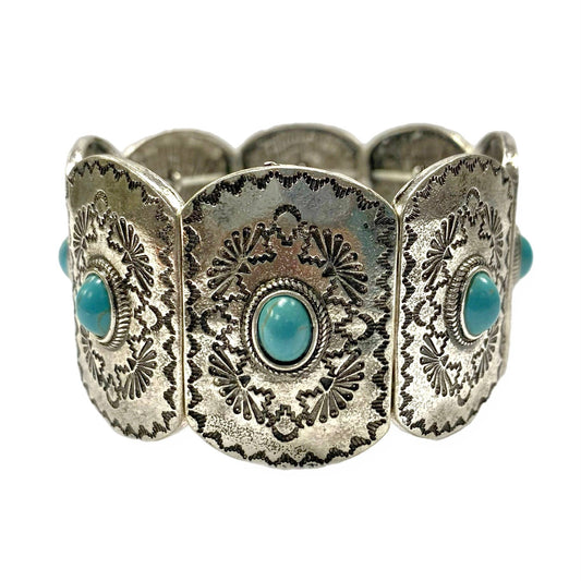Etched Bracelet with Turquoise Accent