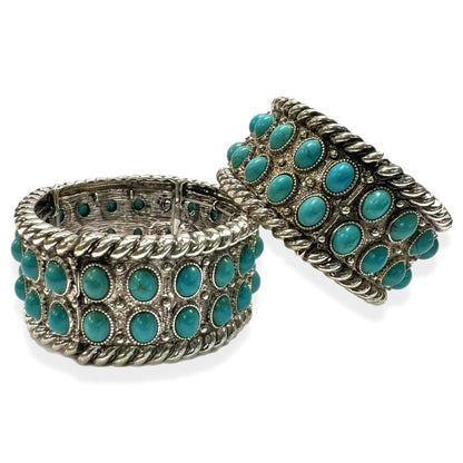Metal Stretch Bracelet Turquoise Accent