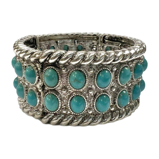Metal Stretch Bracelet Turquoise Accent