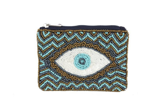 Evil Eye Beaded Coin Purse