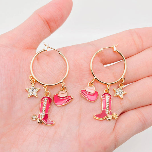 Cowgirl Western Style Hoop Earrings