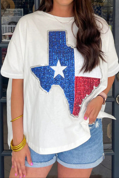 Sequined Texas White T-Shirt
