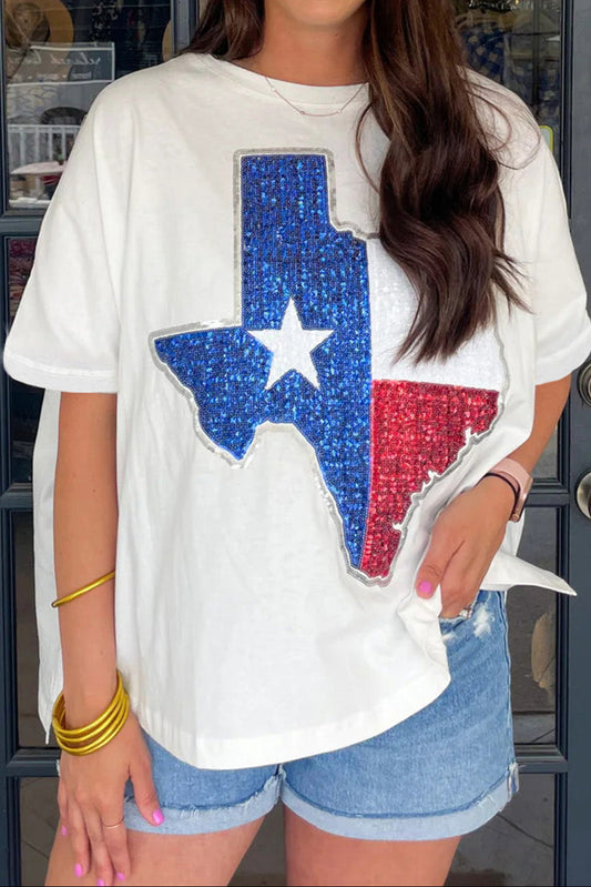 Sequined Texas White T-Shirt