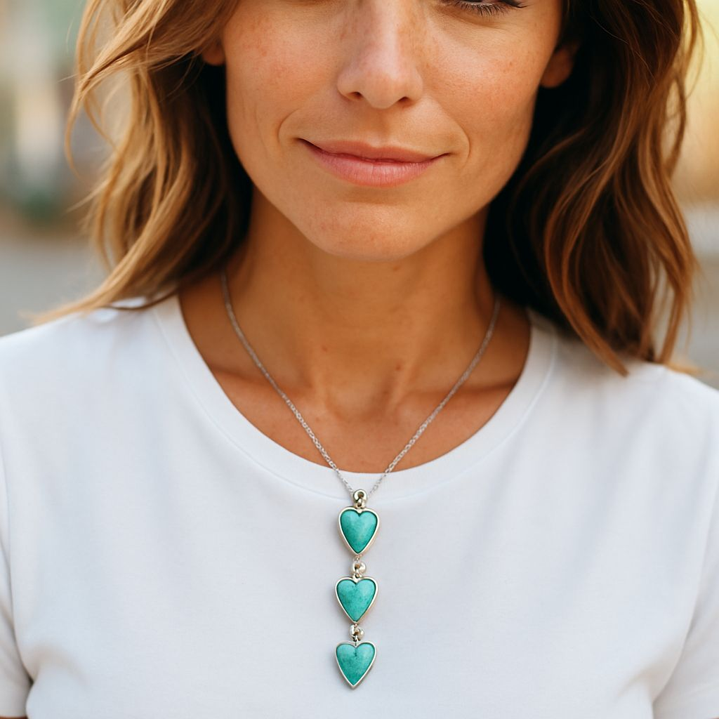 Multi Heart Drop Stone Necklace