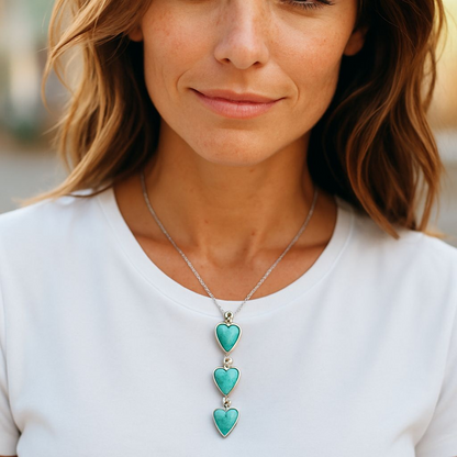 Multi Heart Drop Stone Necklace