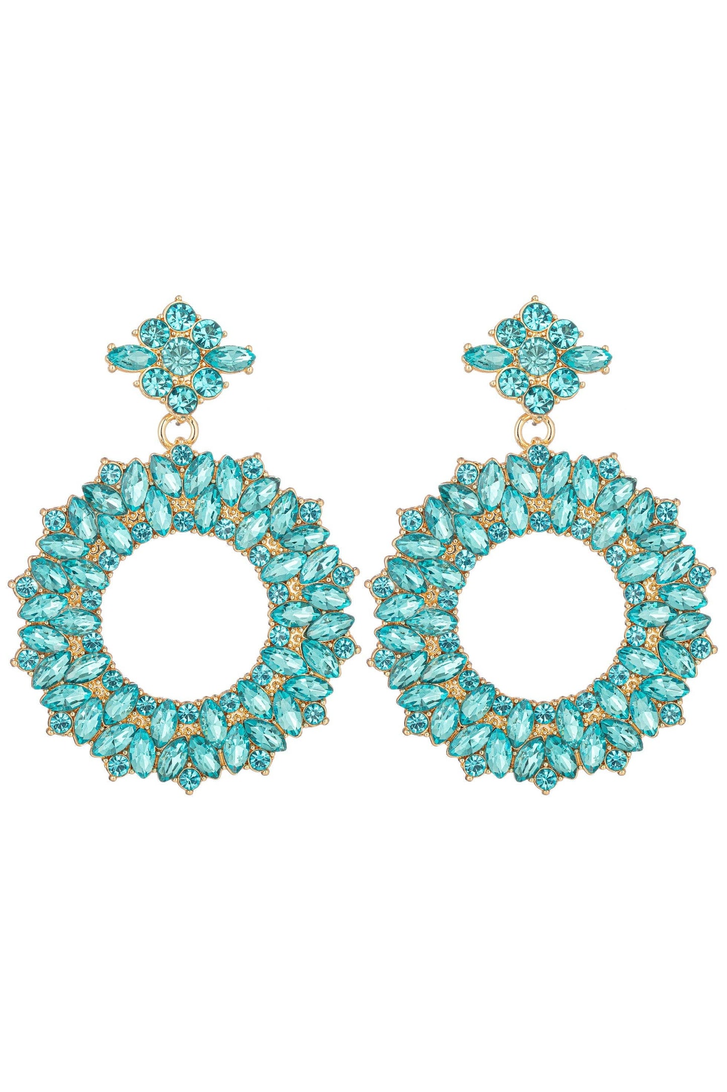 Stephanie Teal Crystal Earrings