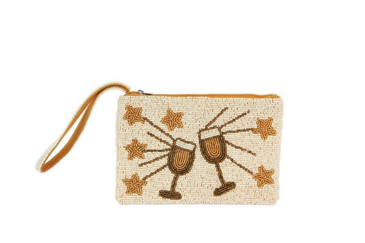Beaded Champagne Glasses Wristlet