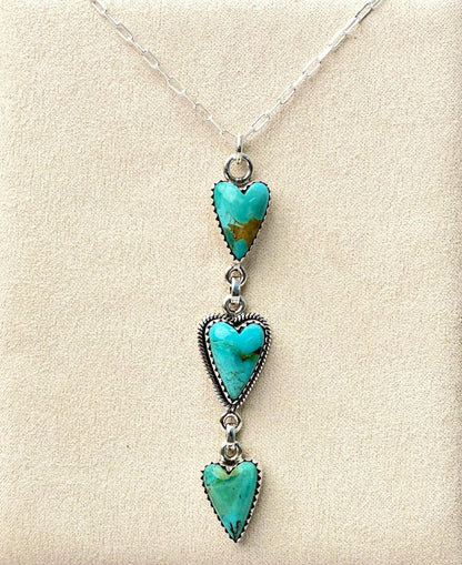 Multi Heart Drop Stone Necklace