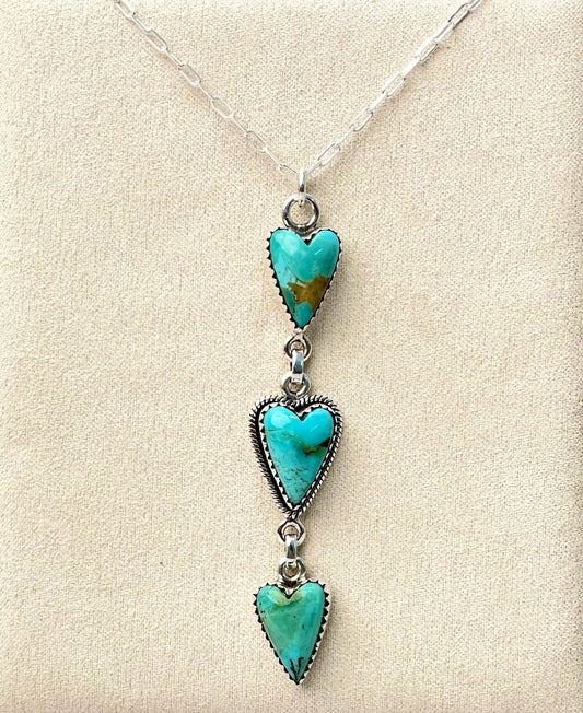 Multi Heart Drop Stone Necklace