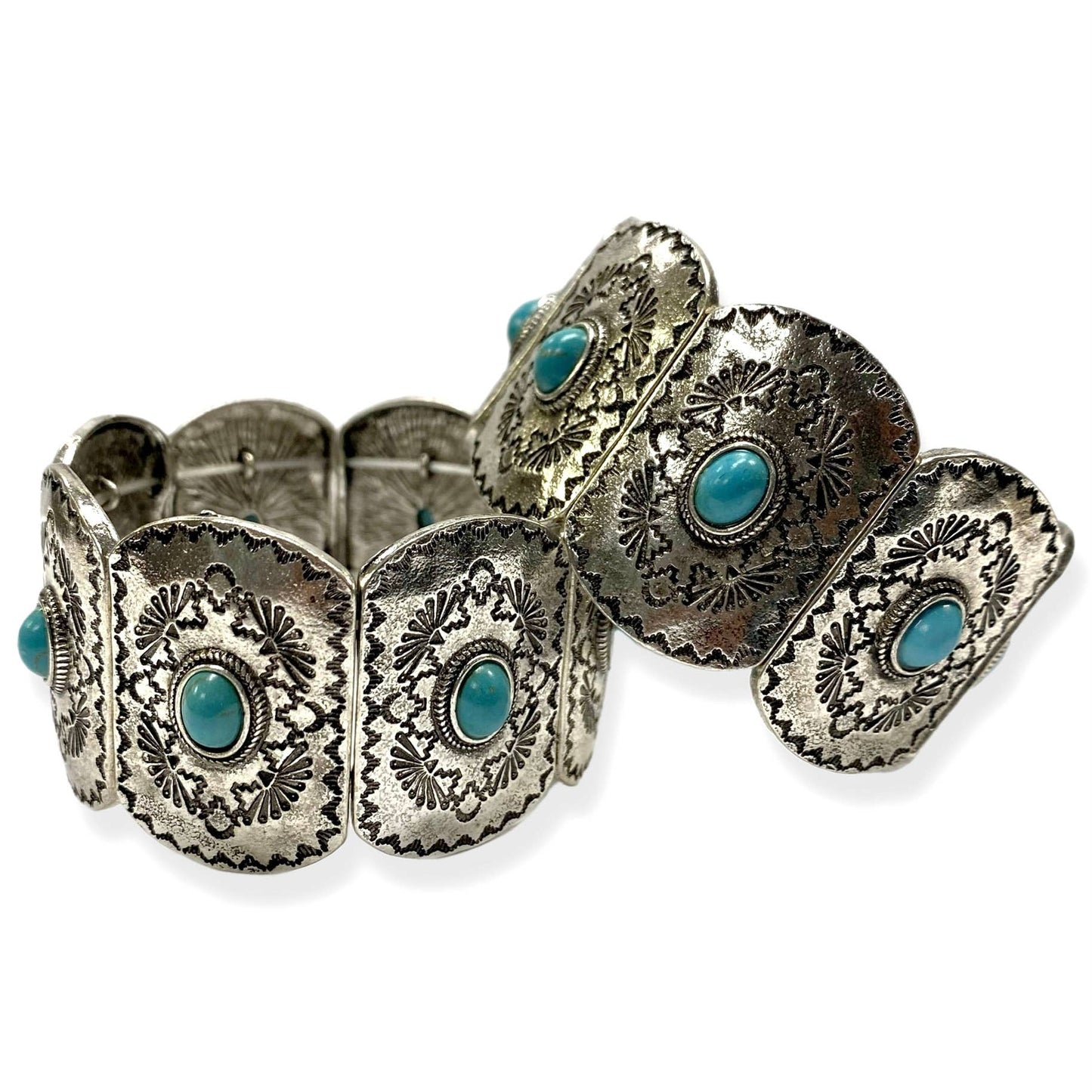Etched Bracelet with Turquoise Accent
